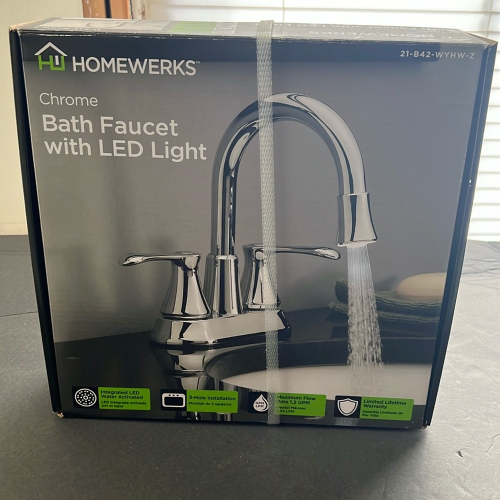 Chrome Bath Faucet with LED light
